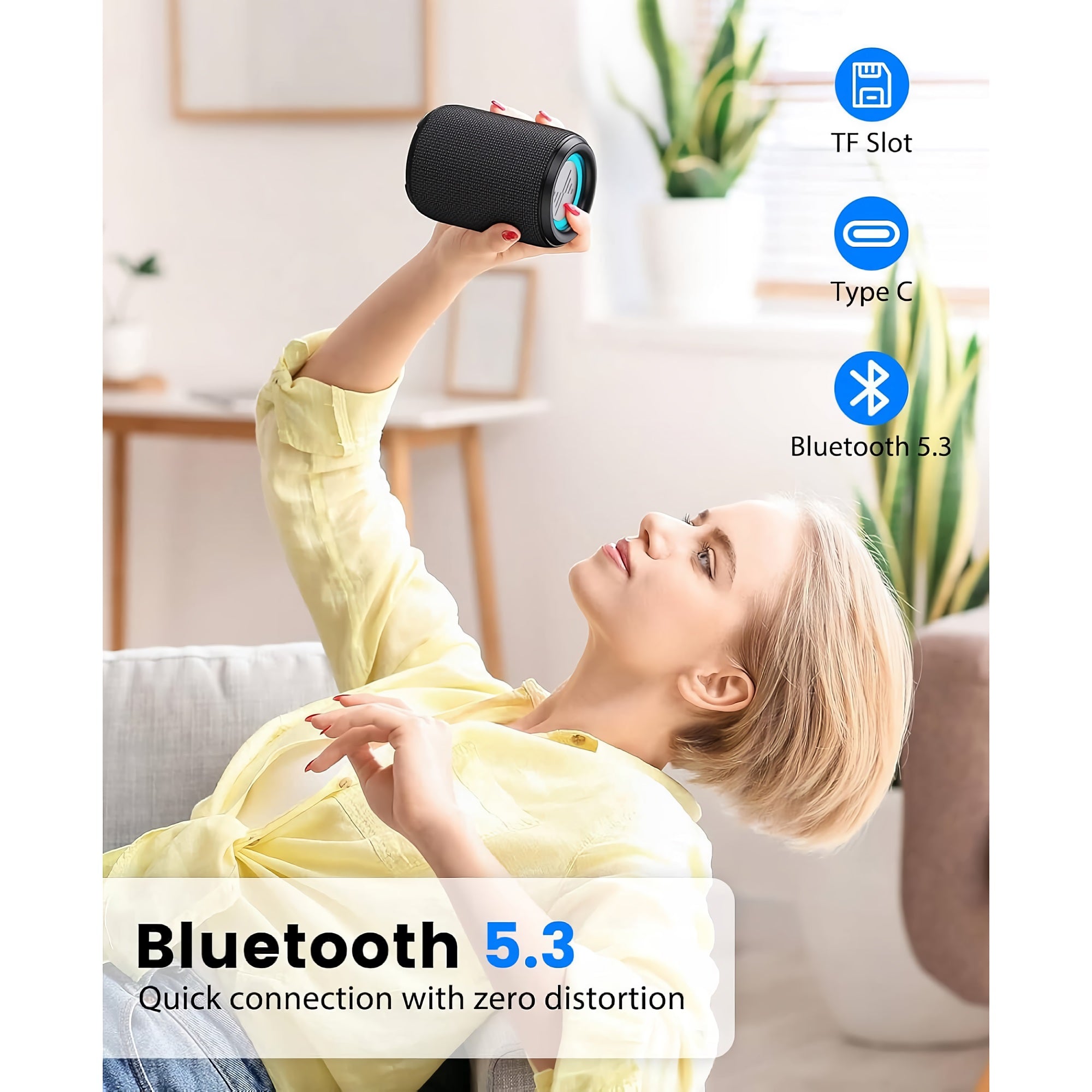 F20 RGB LED Wireless Speaker, Portable Blueooth Speaker with TWS, IPX5 Waterproof, LED Lights, TF Card Slot for Home, Travel, Parties, Beach (Black) F20 RGB LED Wireless Speaker, Portable Blueooth Speaker with TWS, IPX5 Waterproof, LED Lights, TF Card Slot for Home, Travel, Parties, Beach (Black)
